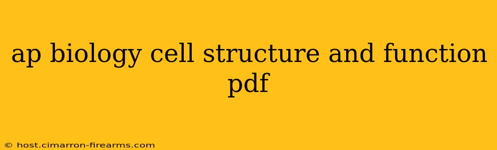 ap biology cell structure and function pdf