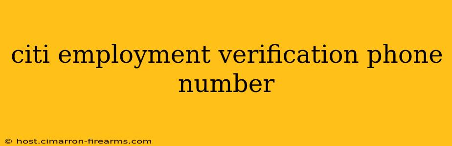 citi employment verification phone number