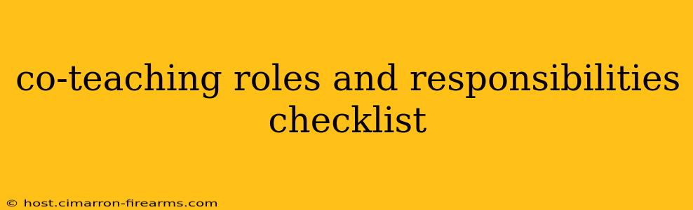 co-teaching roles and responsibilities checklist