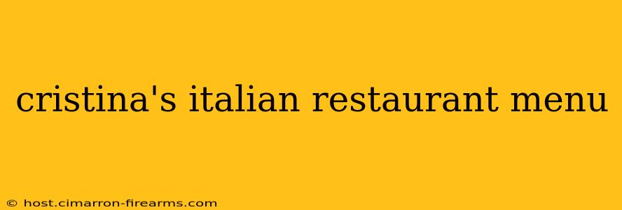 cristina's italian restaurant menu