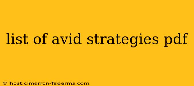 list of avid strategies pdf