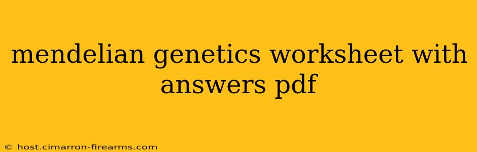 mendelian genetics worksheet with answers pdf