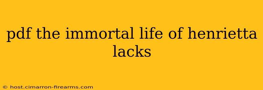 pdf the immortal life of henrietta lacks