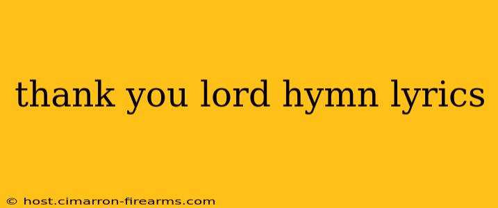 thank you lord hymn lyrics