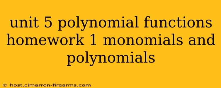 unit 5 polynomial functions homework 1 monomials and polynomials