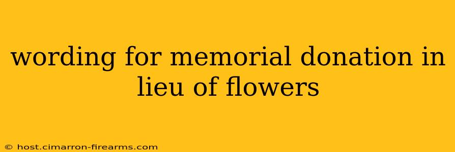 wording for memorial donation in lieu of flowers